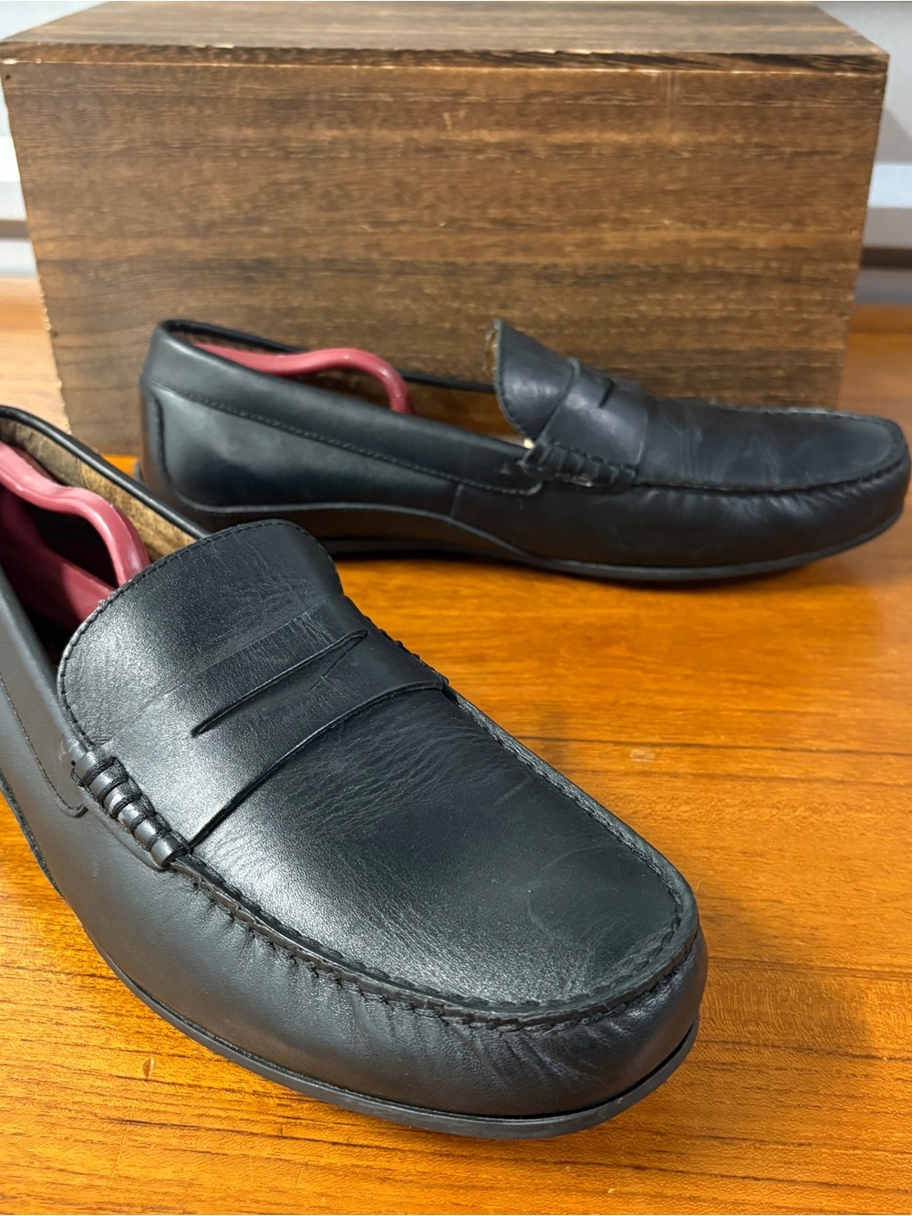 Florsheim Throttle Penny Black Leather Slip On Driver Loafer Size 11
